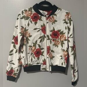 P. Cill Lightweight Floral Bomber Jacket Sz S